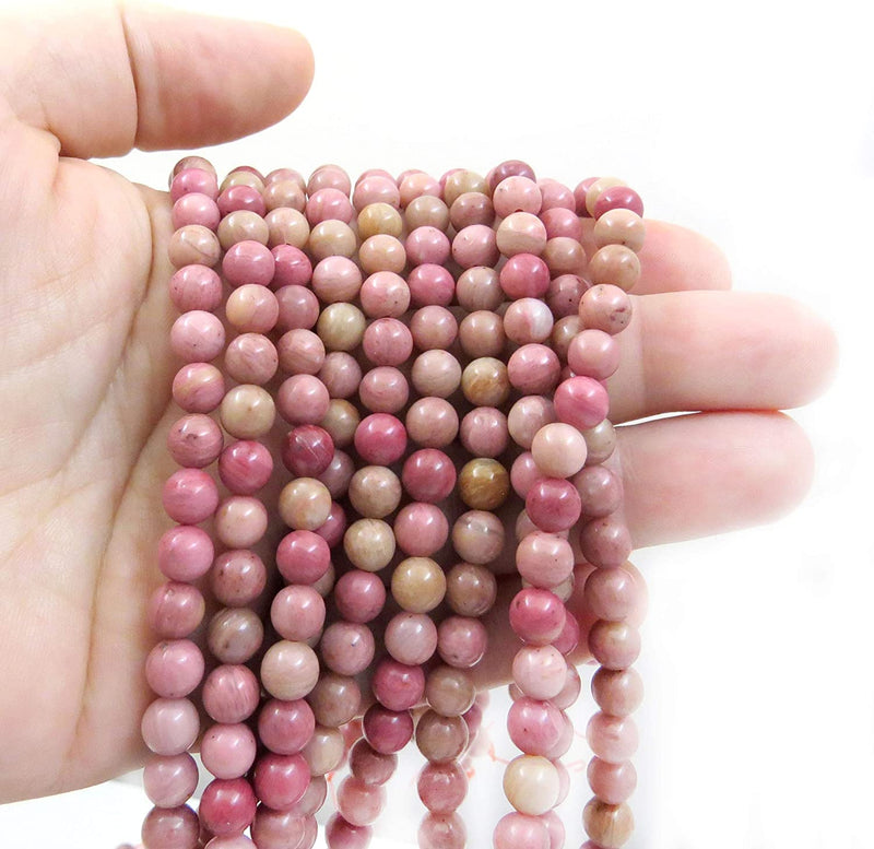 Rhodonite Semi-precious stones 6mm round, 60 beads/15" string (Rhodonite 6mm 1 string of 60 beads)