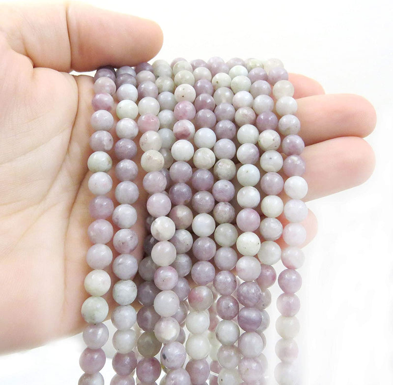 Lilac Stone Quartz 6mm round semi-precious stones, 60 beads/15" rope (Lilac Stone Quartz 6mm 1 rope of 60 beads)