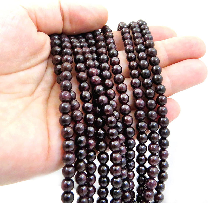 Garnet Semi-precious stones 6mm round, 60 beads/15" rope (Garnet 6mm 2 ropes-120 beads)