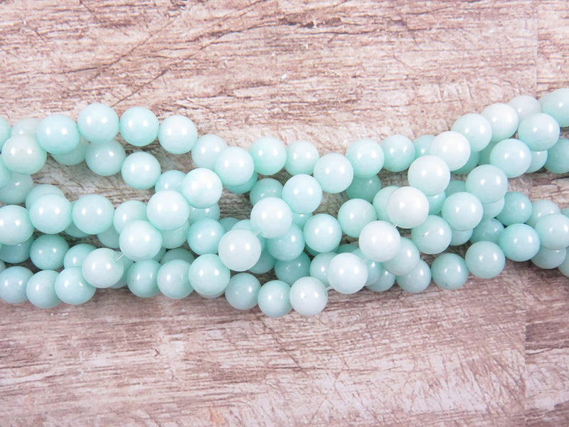 Amazon Jade Semi-precious stones 8mm round, 45 beads/15" rope (Amazon Jade 2 ropes-90 beads)