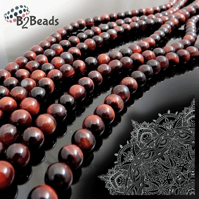 Red Tiger Eye 6mm round semi-precious stones, 60 beads/15" rope (Red Tiger Eye 6mm 1 rope of 60 beads)
