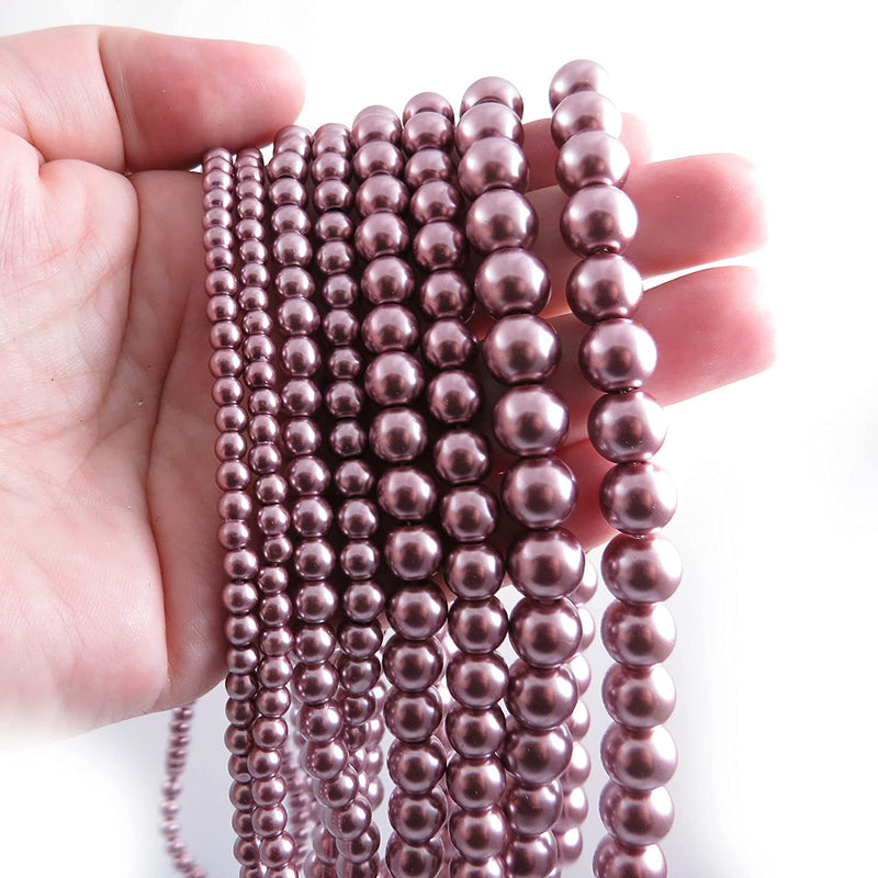 556pcs Collection de Perles de Verre, 4 formats 4-6-8-10mm couleur Burgundy