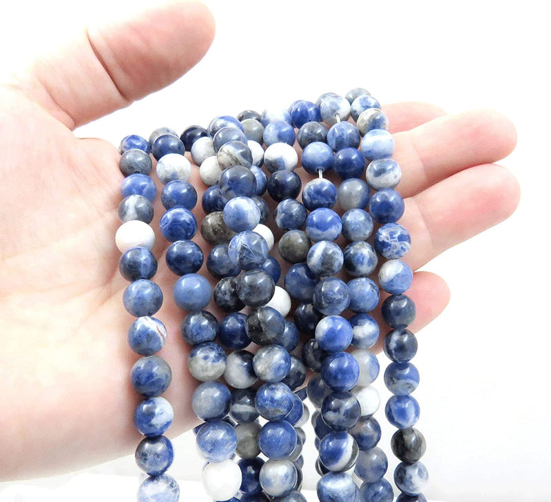Sodalite Semi-precious stones 8mm round, 45 beads/15" rope (Sodalite 2 ropes-90 beads)