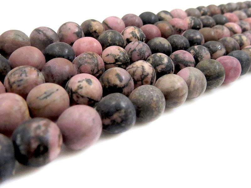 Black Rhodonite Semi-precious Stone Matte, beads round 8mm, 45 beads/15" string (Black Rhodonite 2 strings-90 beads)