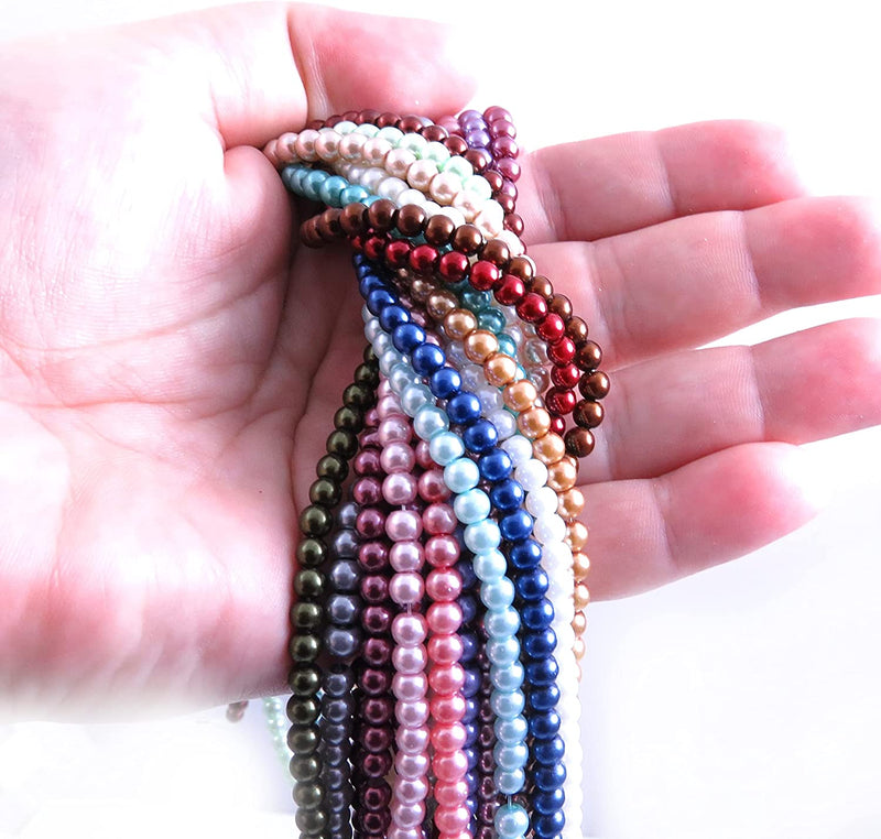 2200pcs Collection de Perles de Verre, format 4mm en 20 couleurs, mix de 20 cordes de 110 perles