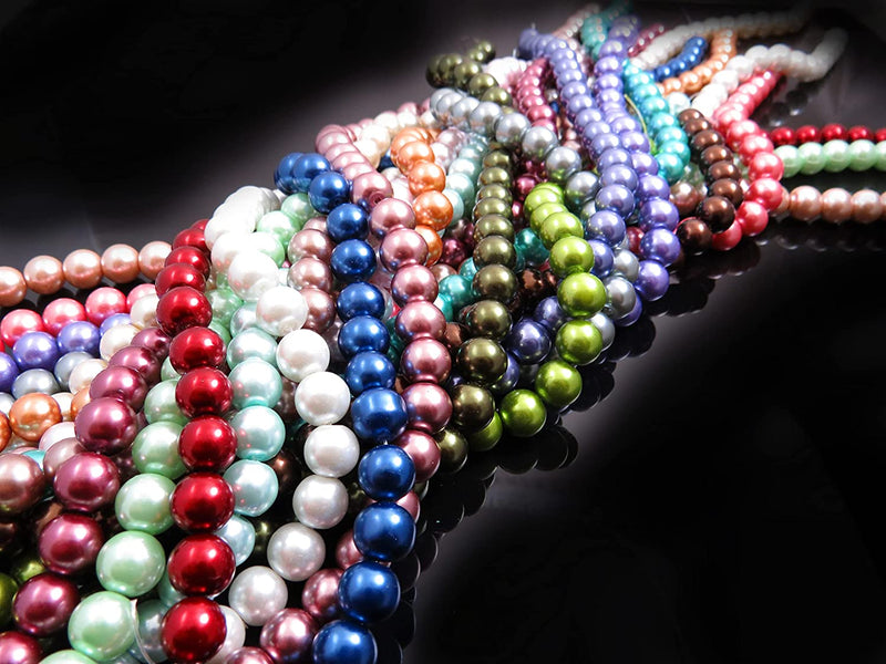840pcs Collection de Perles de Verre format 10mm en 20 couleurs, mix de 20 cordes de 42 billes chacune