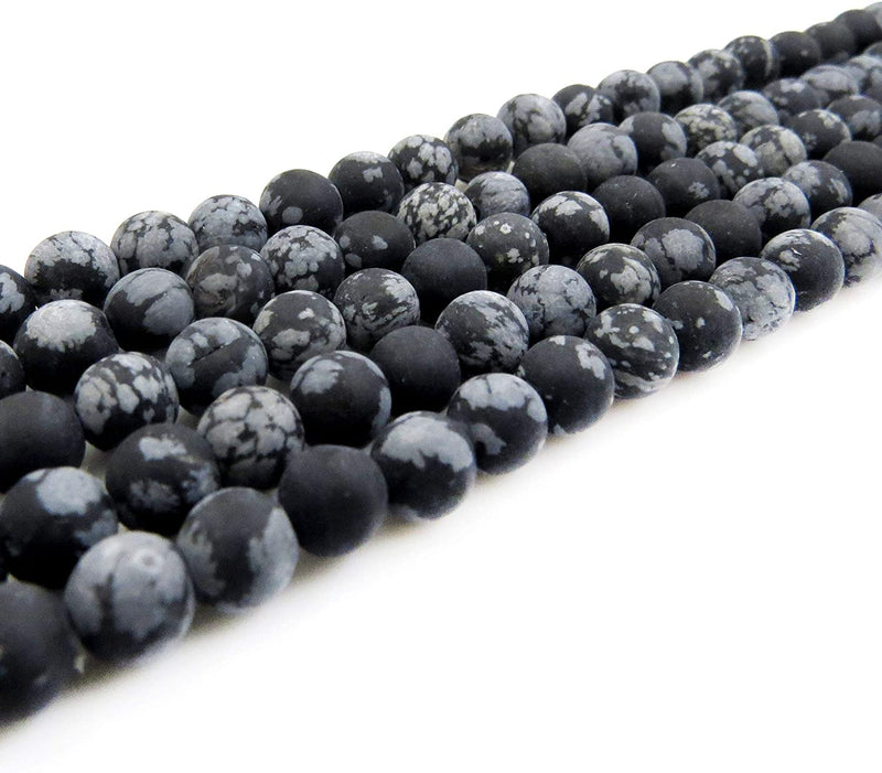 Obsidian Snowflake Semi-precious Stone Matte beads 6mm round, 60 beads/15" rope (Snowflake Obsidian 6mm 2 ropes-120 beads)