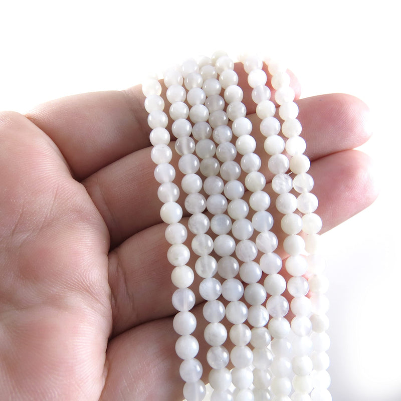 85 beads White Moonstone Semi-precious 4mm round (White Moonstone 4mm 1 string-85 beads)
