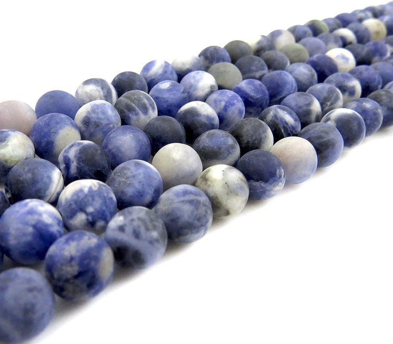 Sodalite Semi-precious Stone Matte, beads round 8mm, 45 beads/15" cord (Sodalite 1 cord-45 beads)