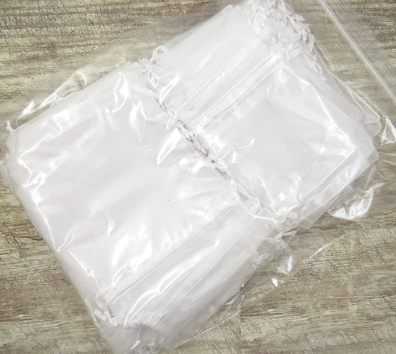 75 pcs Organza bags for jewelry, offered in 3 sizes 25 bags each, White