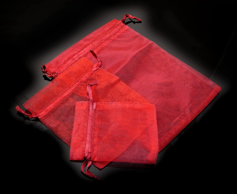 75 pcs Organza bags for jewelry, offered in 3 sizes 25 bags each, Red