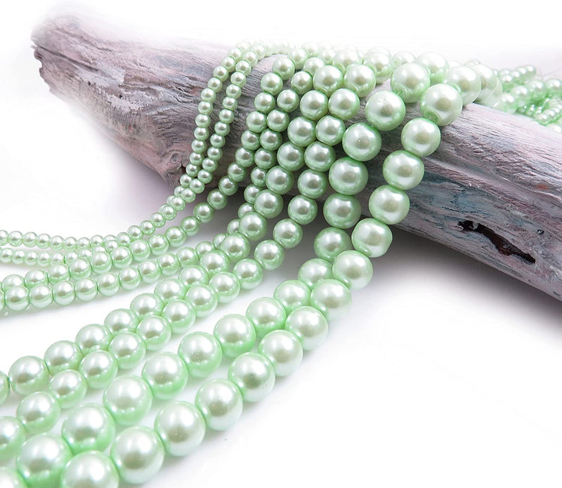 556pcs Collection de Perles de Verre, 4 formats 4-6-8-10mm couleur Vert Menthe