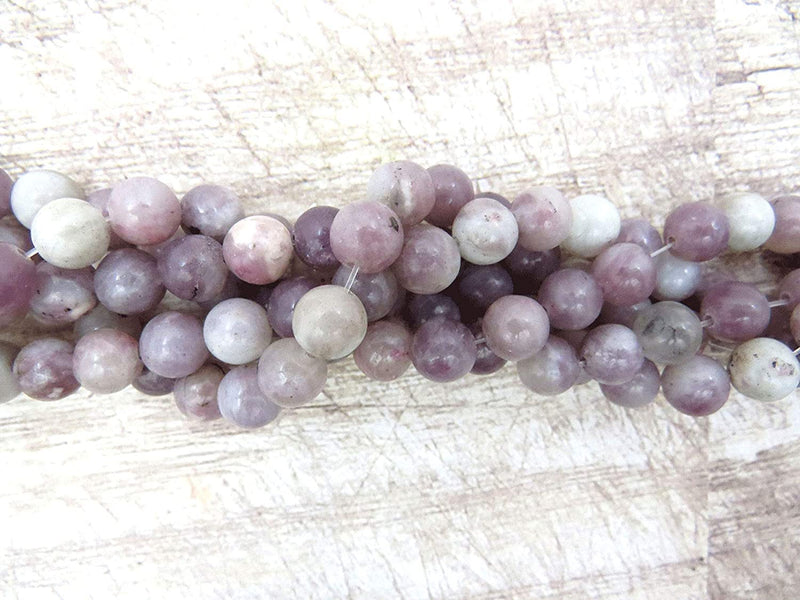 Lilac Stone Quartz Pierres semi-précieuses 8mm rondes, 45 billes/15” corde (Lilas Stone Quartz 2 cordes-90 billes)