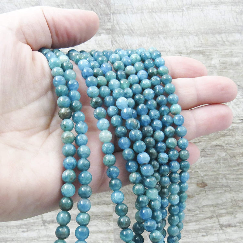 Apatite Semi-precious stones 6mm round, 60 beads/15" string (Apatite 6mm 1 string of 60 beads)