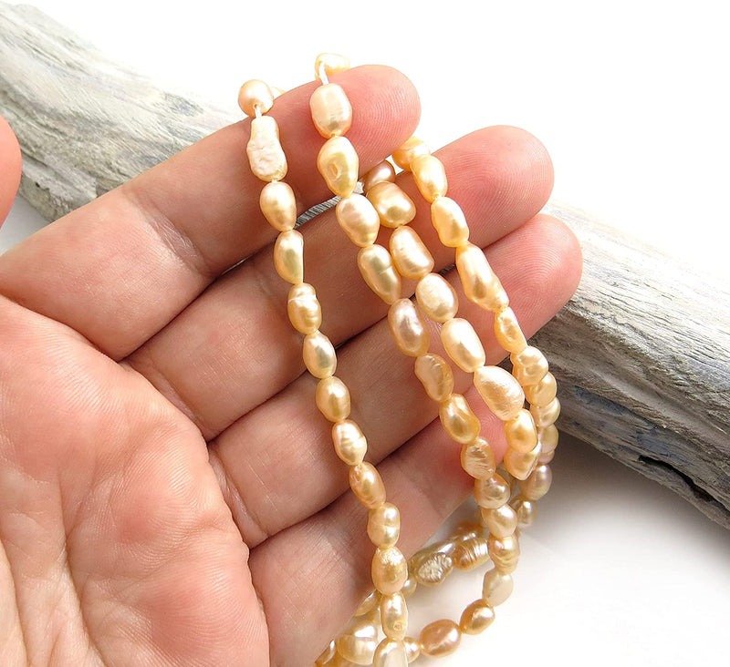 100pcs Natural Freshwater Pearls 5x8mm, color Peach