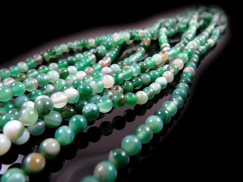 85 beads Semi-precious Green Lace Agate 4mm round (Green Lace Agate 4mm 1 string-85 beads)