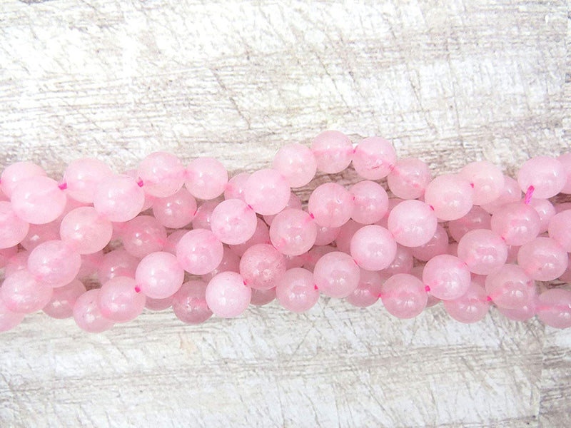 Rose Quartz Semi-precious Stones 8mm round, 45 beads/15" string (Rose Quartz 1 string-45 beads)
