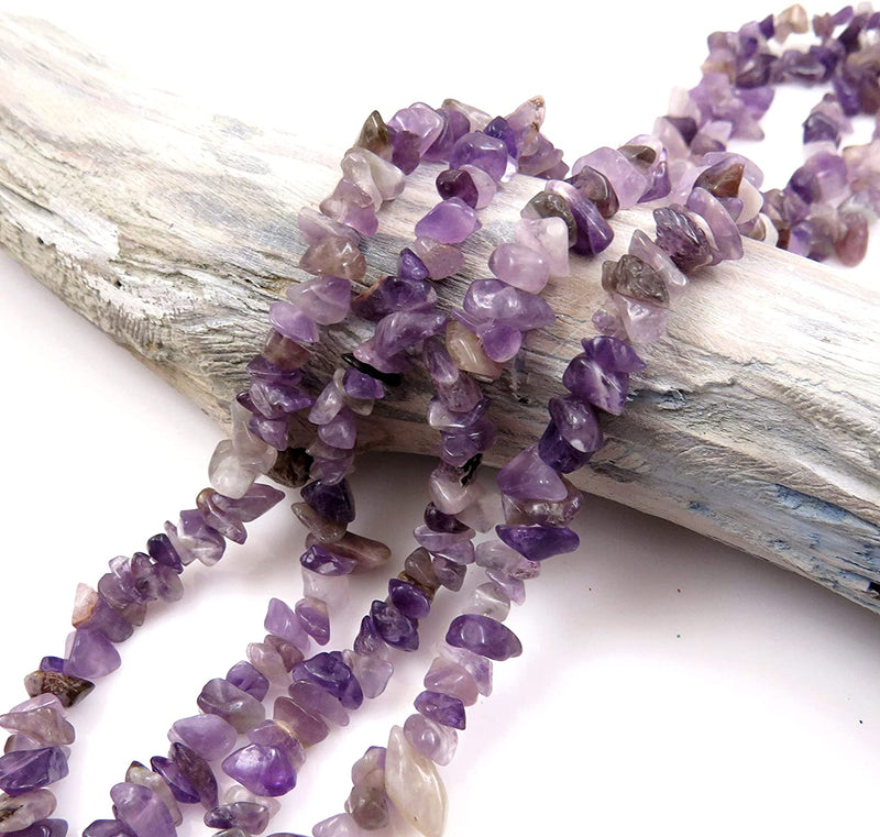 Amethyst Chips semi-precious stone, 2 strings 32" each, beads irregular size 4 to 7mm