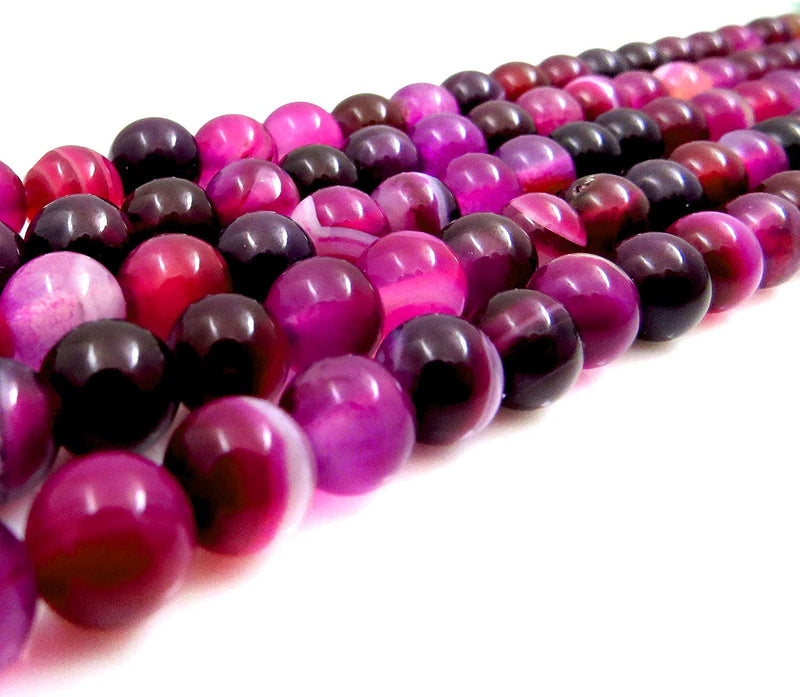 Agate Lace Fuschia Semi-precious stones 8mm round, 45 beads/15" rope (Fuchsia Agate Lace 1 rope-45 beads)