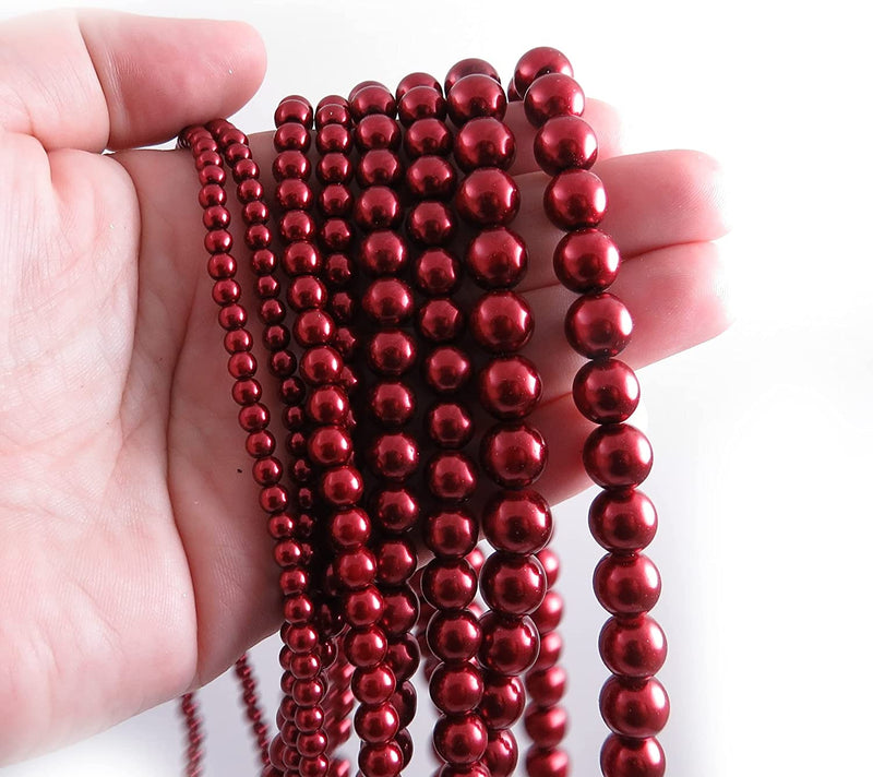 556pcs Collection de Perles de Verre, 4 formats 4-6-8-10mm couleur Rouge