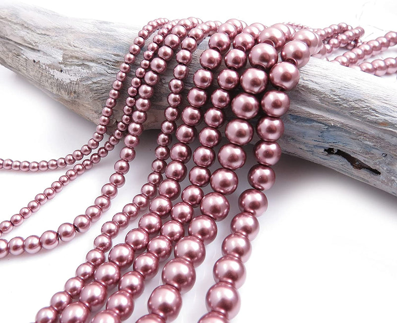 556pcs Collection de Perles de Verre, 4 formats 4-6-8-10mm couleur Burgundy
