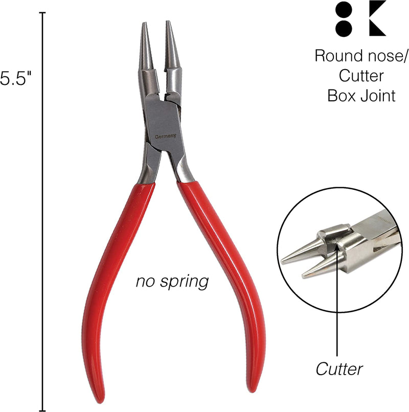 The Beadsmith Platinum Series Combo Round Tip Pliers and Cutter with PVC Handles - German Quality - 5.5 inches (140 mm)