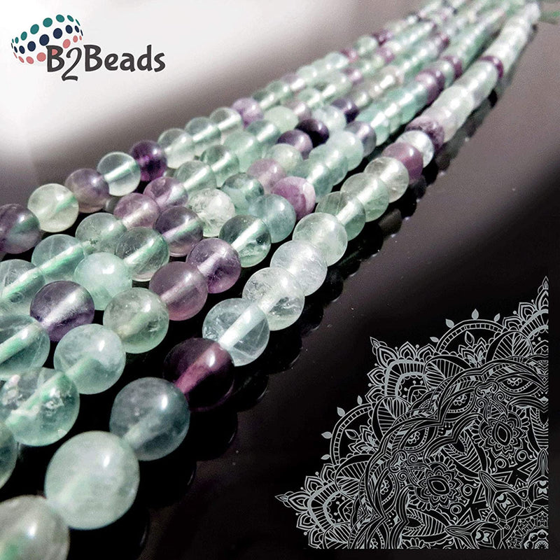 Fluorite Semi-precious stones 8mm round, 45 beads/15" rope (Rainbow Fluorite 1 rope-45 beads)