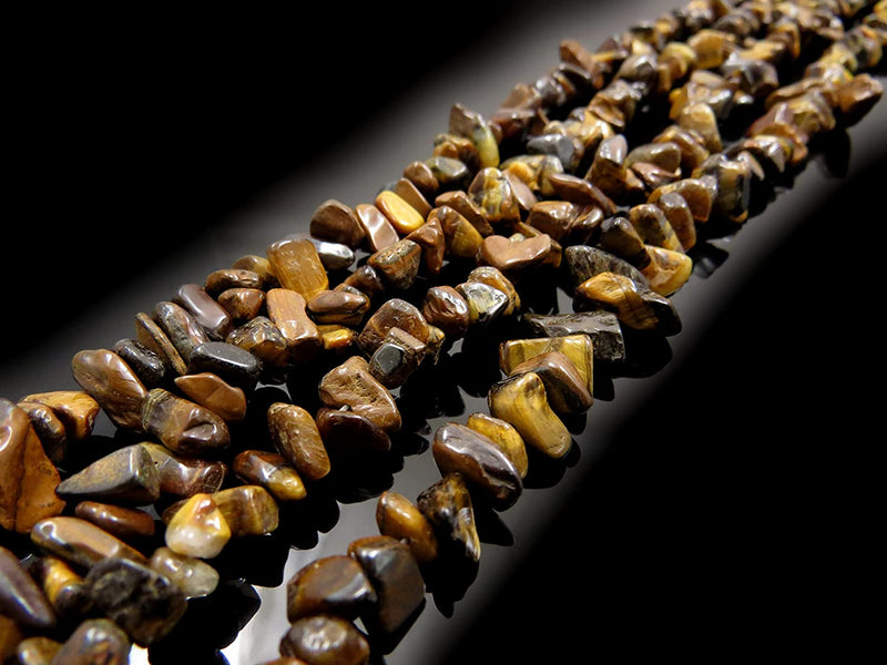 Tiger Eye Chips Semi-precious stone, 2 strings 32" each, beads irregular size 4 to 7mm