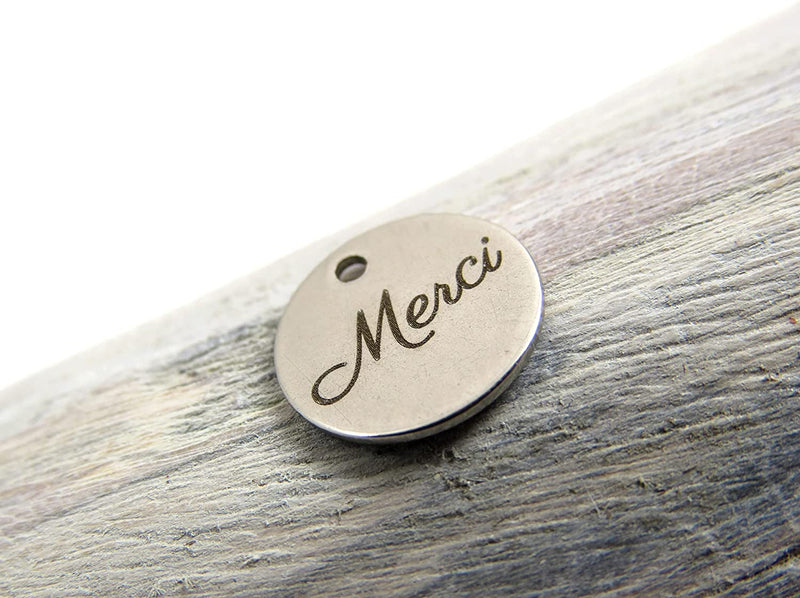 12 pcs Stainless steel "Thank you 12mm Round Charm