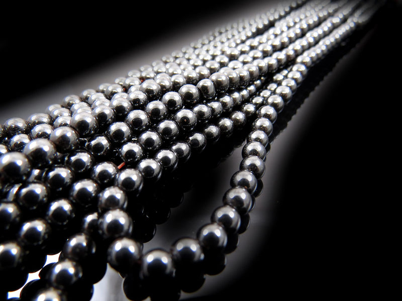 170 beads Semi-precious magnetic hematite 4mm round (Magnetic hematite 4mm 2 strings-170 beads)