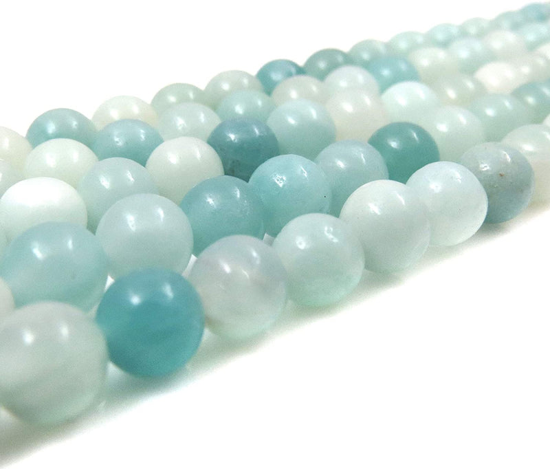 Semi-precious stones 6mm round, 60 beads/15" string (Amazonite 6mm 2 strings-120 beads)