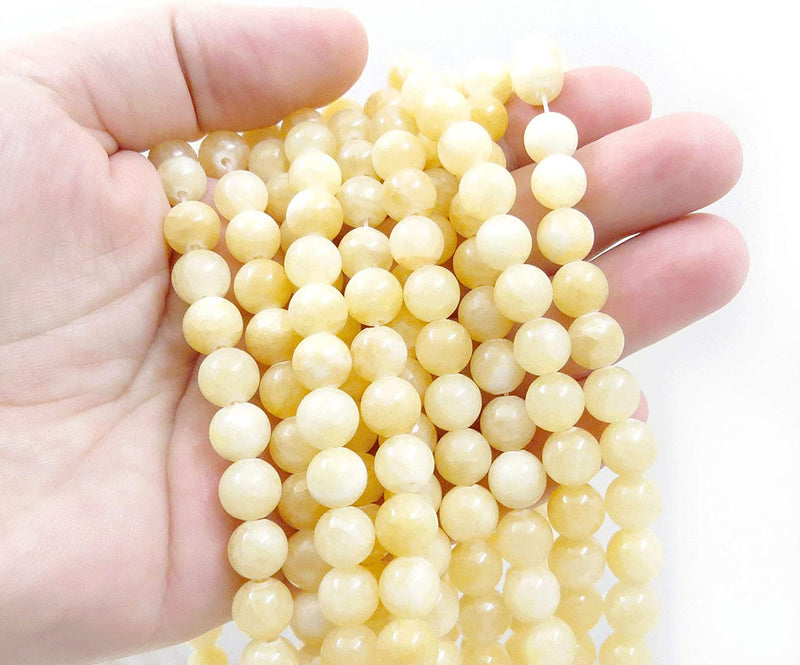 Honey Calcite Semi-precious stones 8mm round, 45 beads/15" rope (Honey Calcite 1 rope-45 beads)
