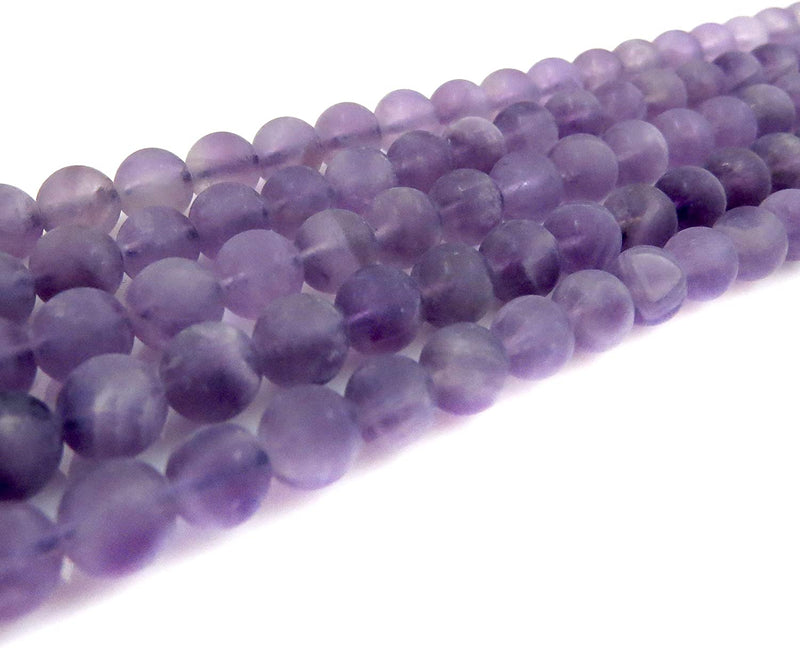 Amethyst Semi-precious Stone Matte beads 6mm round, 60 beads/15" rope (Amethyst 6mm 1 rope of 60 beads)