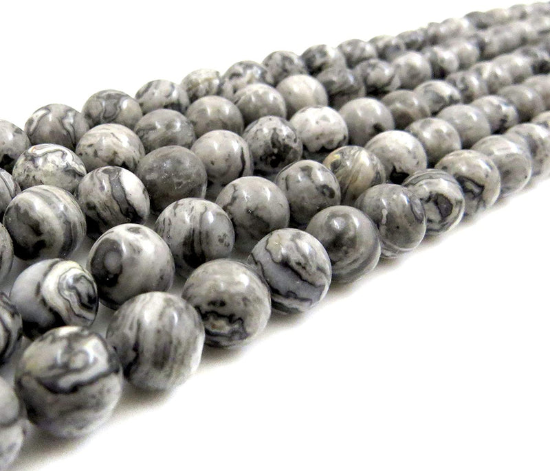 Jasper Mapstone Semi-precious stones 8mm round, 45 beads/15" string (Jasper Mapstone 2 strings-90 beads)