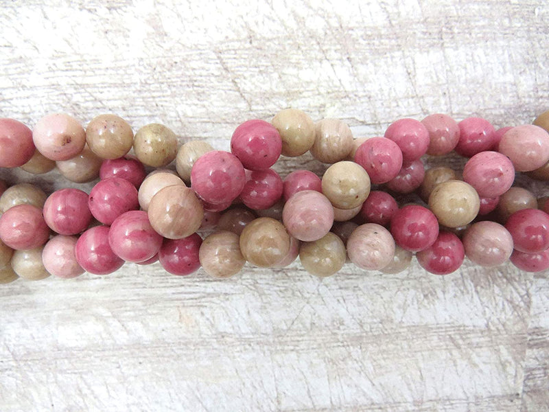 Rhodonite Semi-precious stones 8mm round, 45 beads/15" string (Rhodonite 2 strings-90 beads)