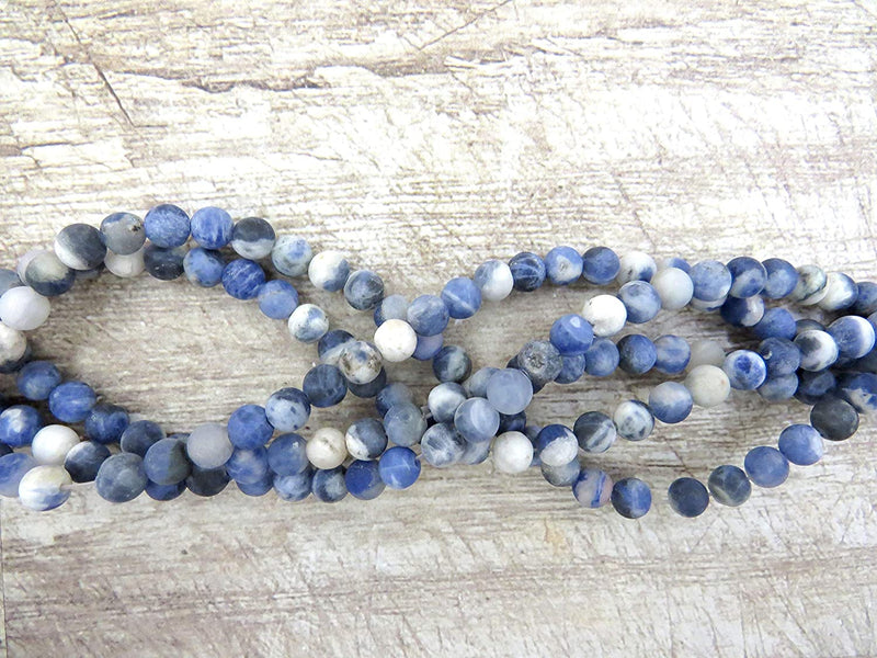 Sodalite Semi-precious Stone Matte beads 6mm round, 60 beads/15" string (Sodalite 6mm 2 strings-120 beads)