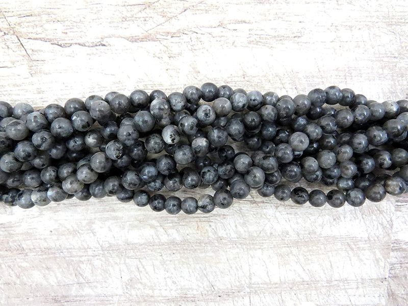 Lavakite Semi-precious stones 6mm round, 60 beads/15" string (Larvikite 6mm 2 strings-120 beads)