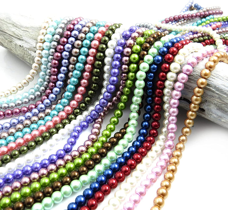 1440pcs Collection de Perles de Verre, format 6mm en 20 couleurs, mix de 20 cordes de 72 perles chacune