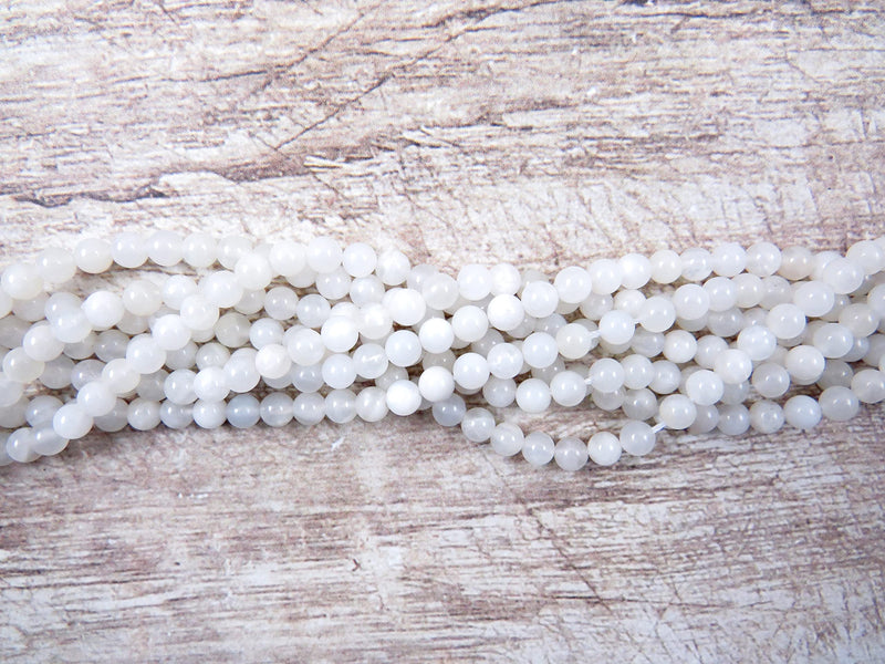 170 beads Moonstone White Semi-precious 4mm round (Moonstone 4mm 2 strings-170 beads)