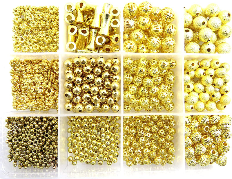 815 pcs Gold plated metal collection box beads , 12 Styles