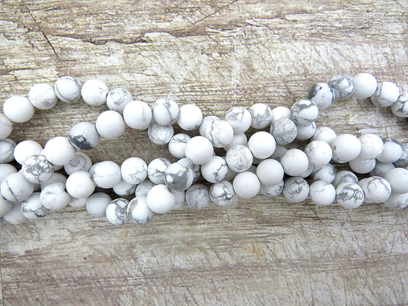 Howlite Semi-precious Stone Matte, beads round 8mm, 45 beads/15" cord (Howlite 1 cord-45 beads)
