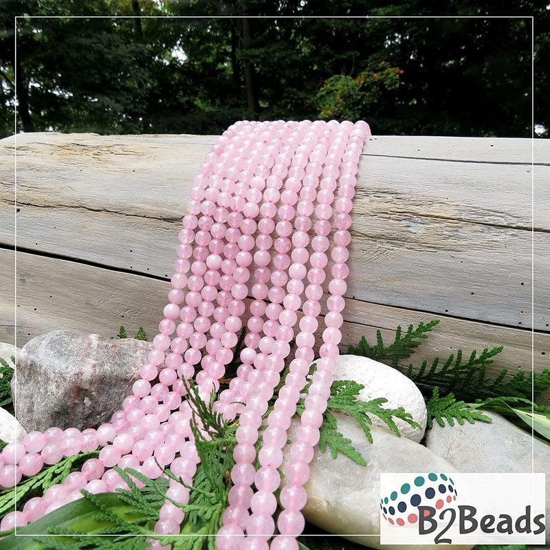 Rose Quartz Semi-precious stones 8mm round, 45 beads/15" string (Rose Quartz 2 strings-90 beads)