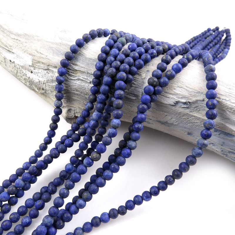 85 beads Lapis Lazuli Mat Semi-precious 4mm round (Lapis Lazuli Mat 4mm 1 string-85 beads)