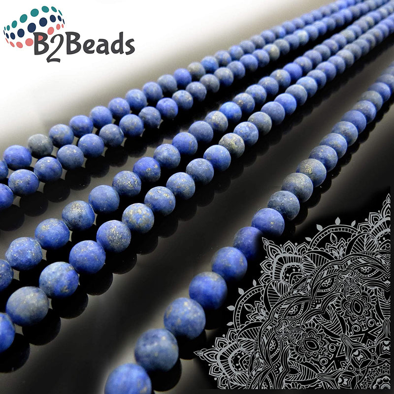 Lapis Lazuli Semi-precious Stone Matte beads 6mm round, 60 beads/15" rope (Lapis Lazuli 6mm 2 ropes-120 beads)