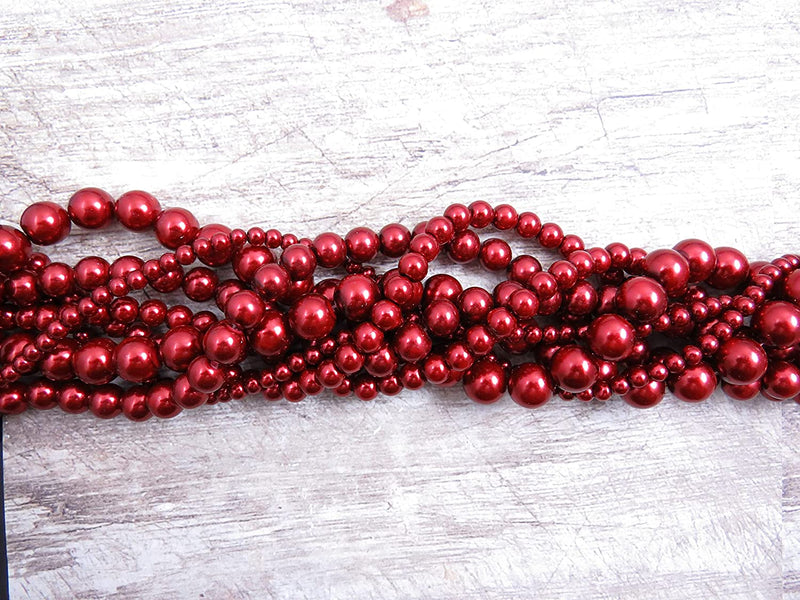 556pcs Collection de Perles de Verre, 4 formats 4-6-8-10mm couleur Rouge
