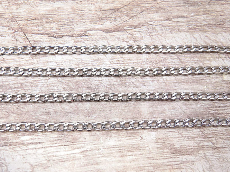 5m Stainless Steel Flat Round Curb Chain 4.5x7mm