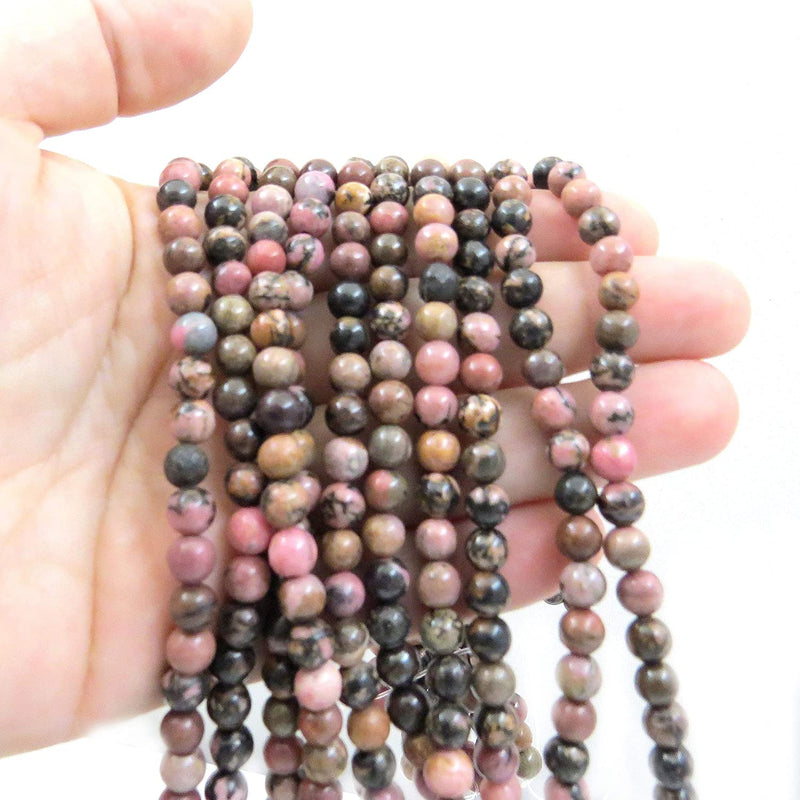 Black Rhodonite Semi-precious stones 6mm round, 60 beads/15" string (Black Rhodonite 6mm 2 strings-120 beads)