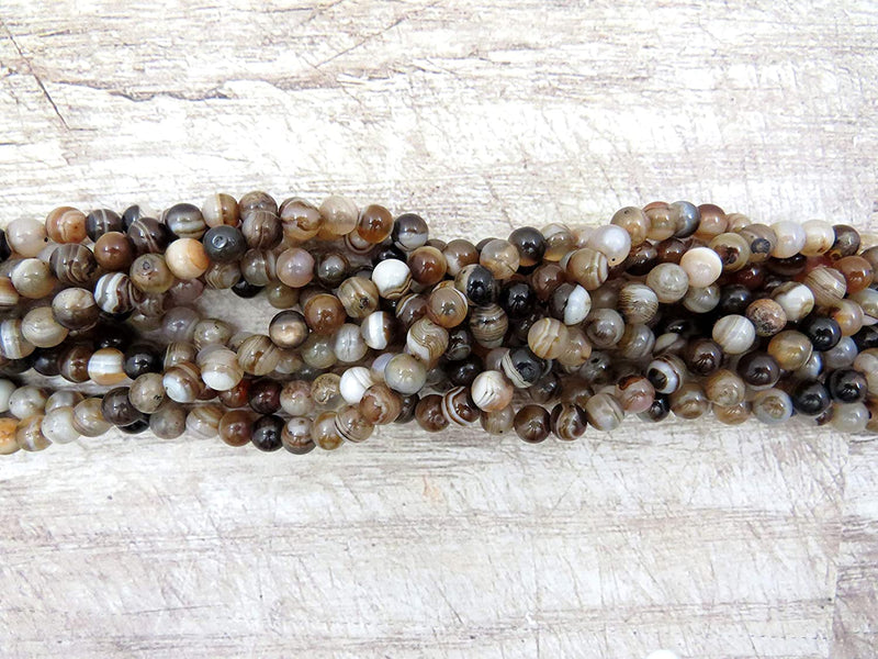 Brown Lace Agate Semi-precious stones 6mm round, 60 beads/15" rope (Brown Lace Agate 6mm 2 ropes-120 beads)