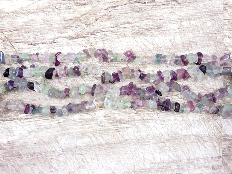 Rainbow Fluorite Chips Semi-precious stone, 2 strings 32" each, beads irregular size 4 to 7mm