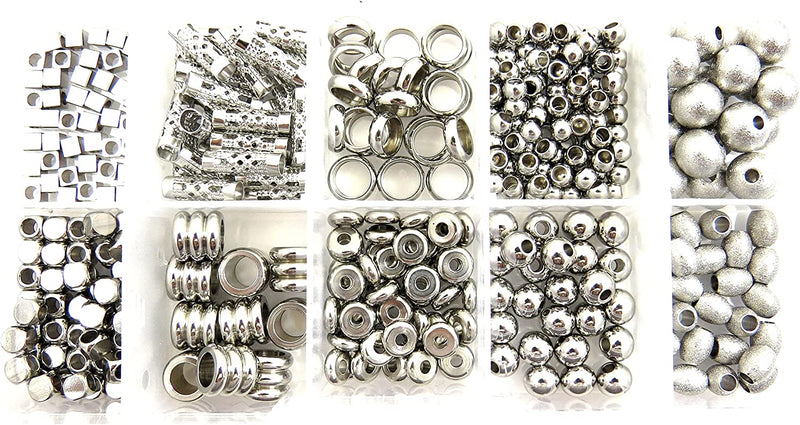 280 pcs Box Collection of beads Stainless Steel, 10 Styles